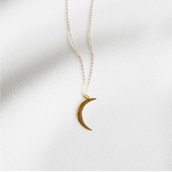 GOLD 14k Gold Plated Moon Pendant Necklace - Picture 2 of 3